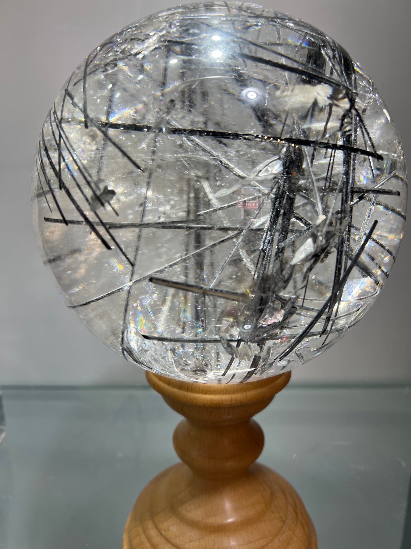 Black tourmaline quartz sphere