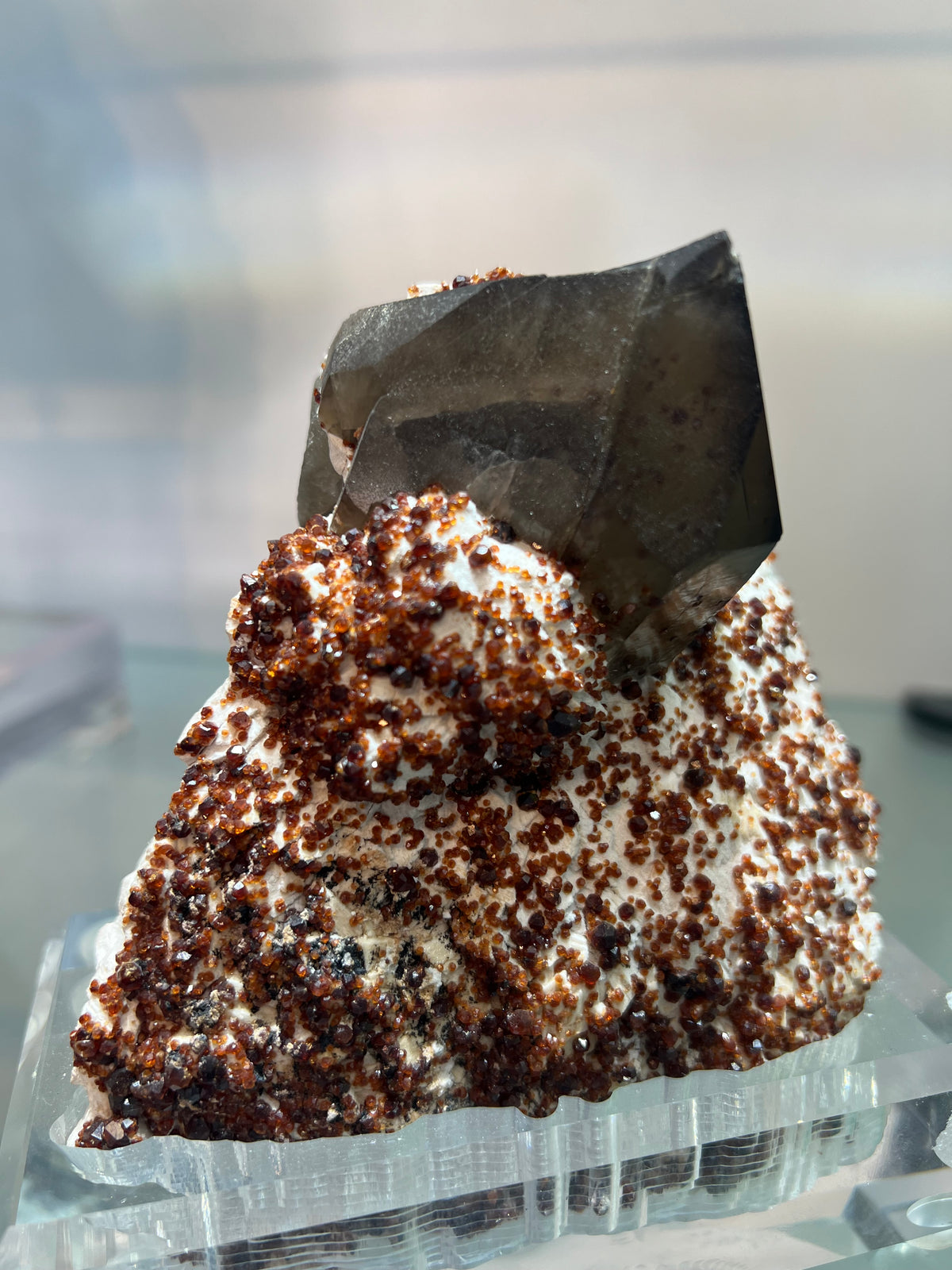Garnet with smoky quartz