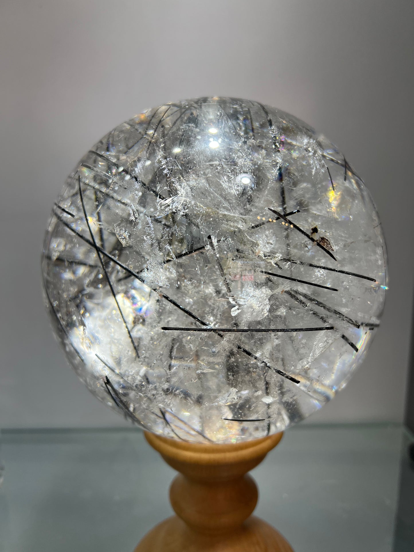 Black tourmaline quartz sphere