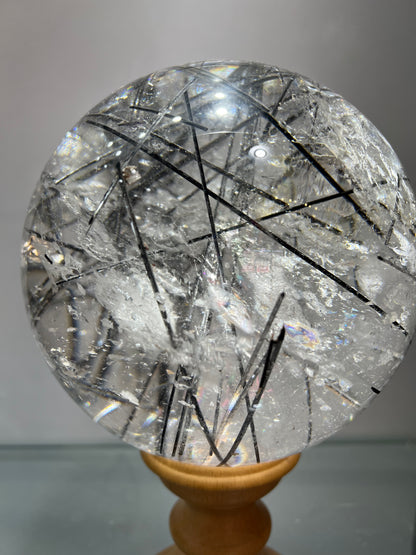 Black tourmaline quartz sphere
