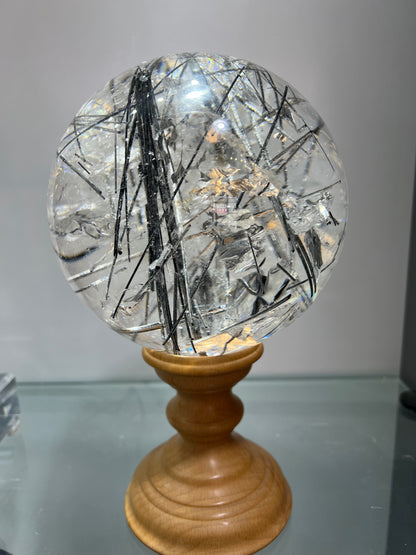 Black tourmaline quartz sphere