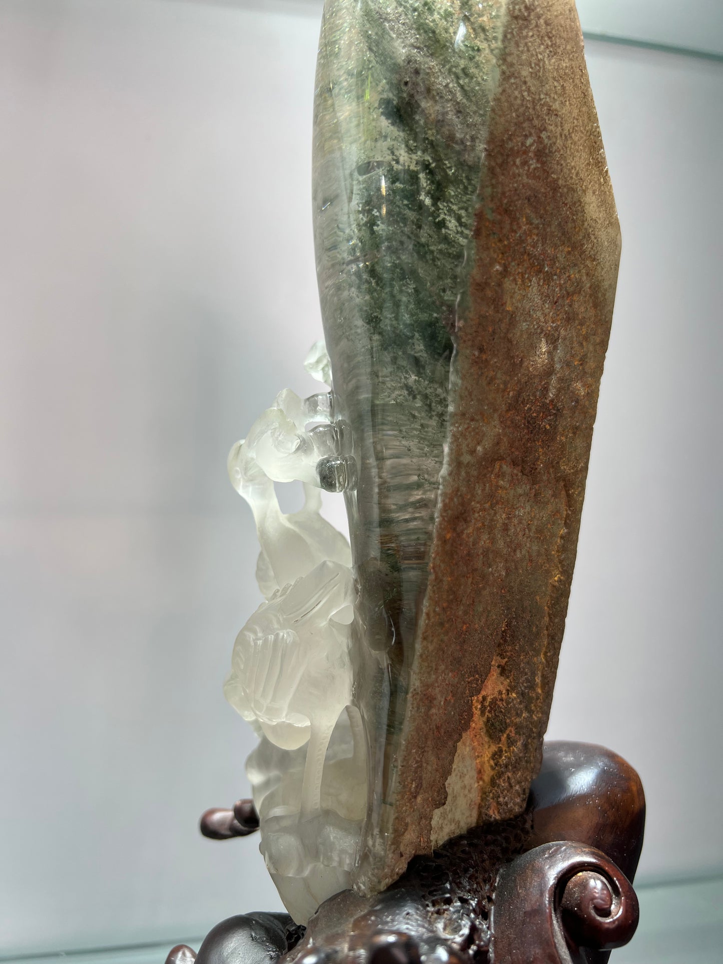 Garden quartz cranes carvings