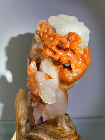 Red phantom quartz birds carving