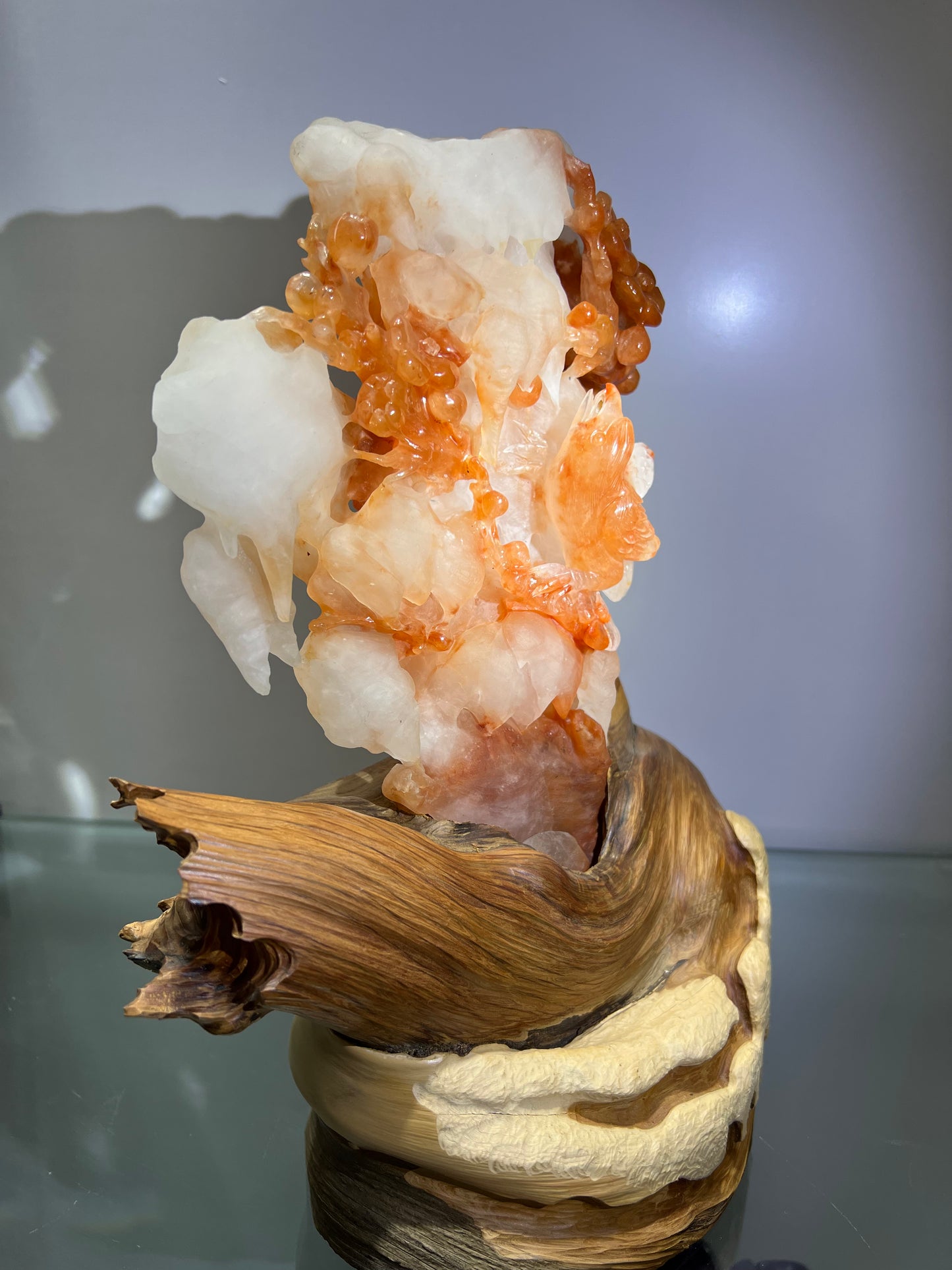 Red phantom quartz birds carving
