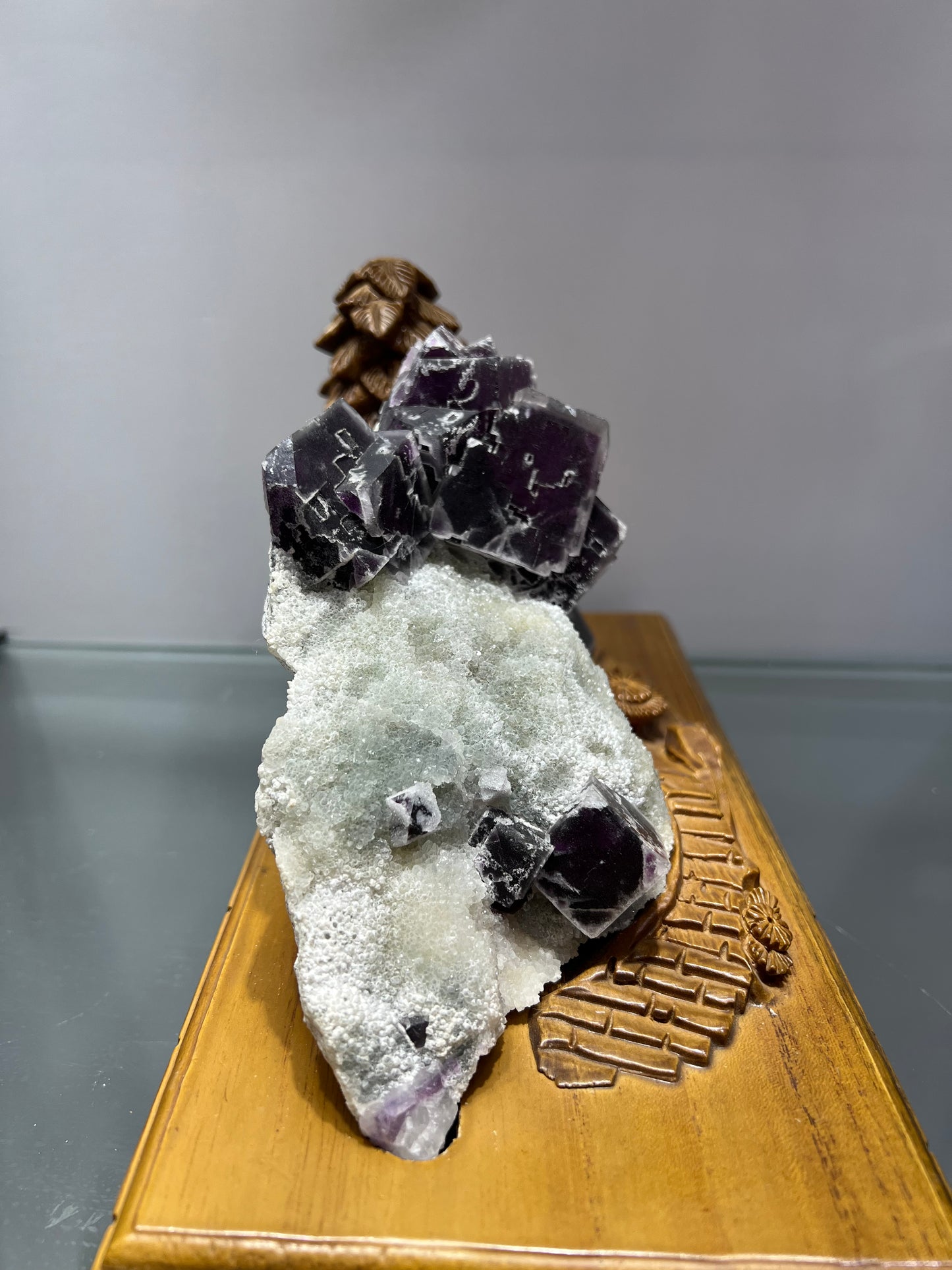 Cubic fluorite matrix with druzy crystal