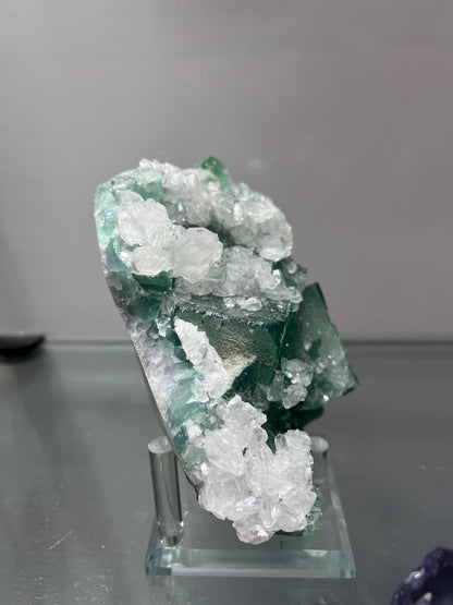 Calcite matrix with fluorite