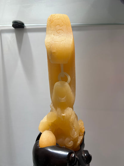 Golden jade dragon and phoenix horn cup