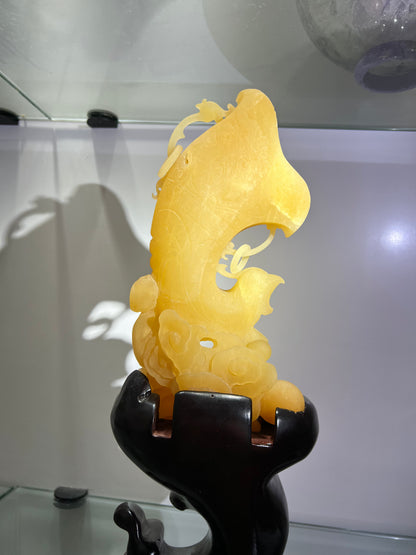 Golden jade dragon and phoenix horn cup