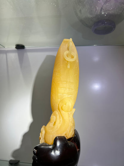 Golden jade dragon and phoenix horn cup
