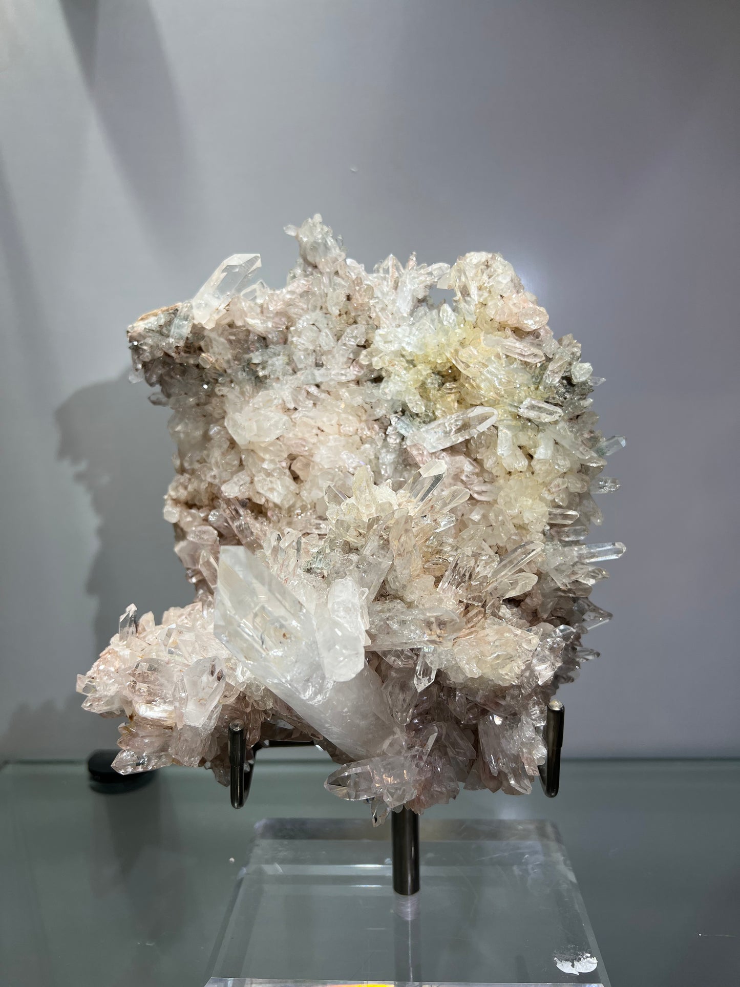 Pink lemuria quartz cluster