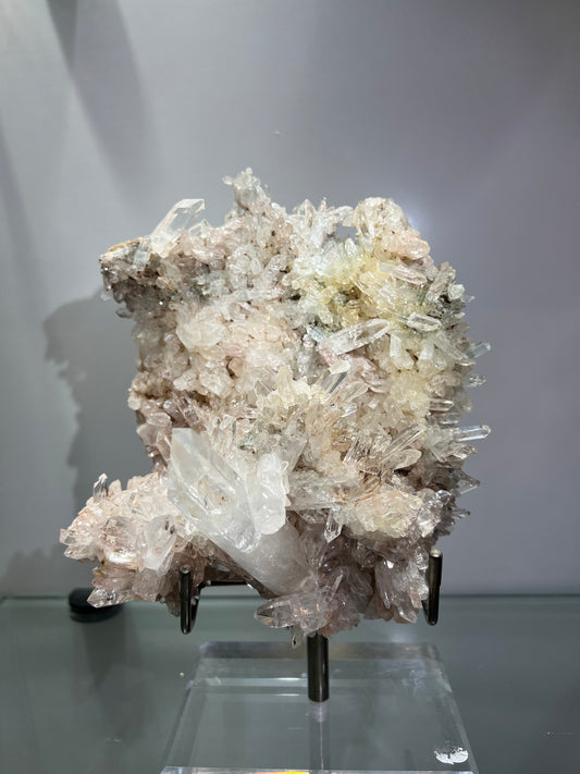 Pink lemuria quartz cluster