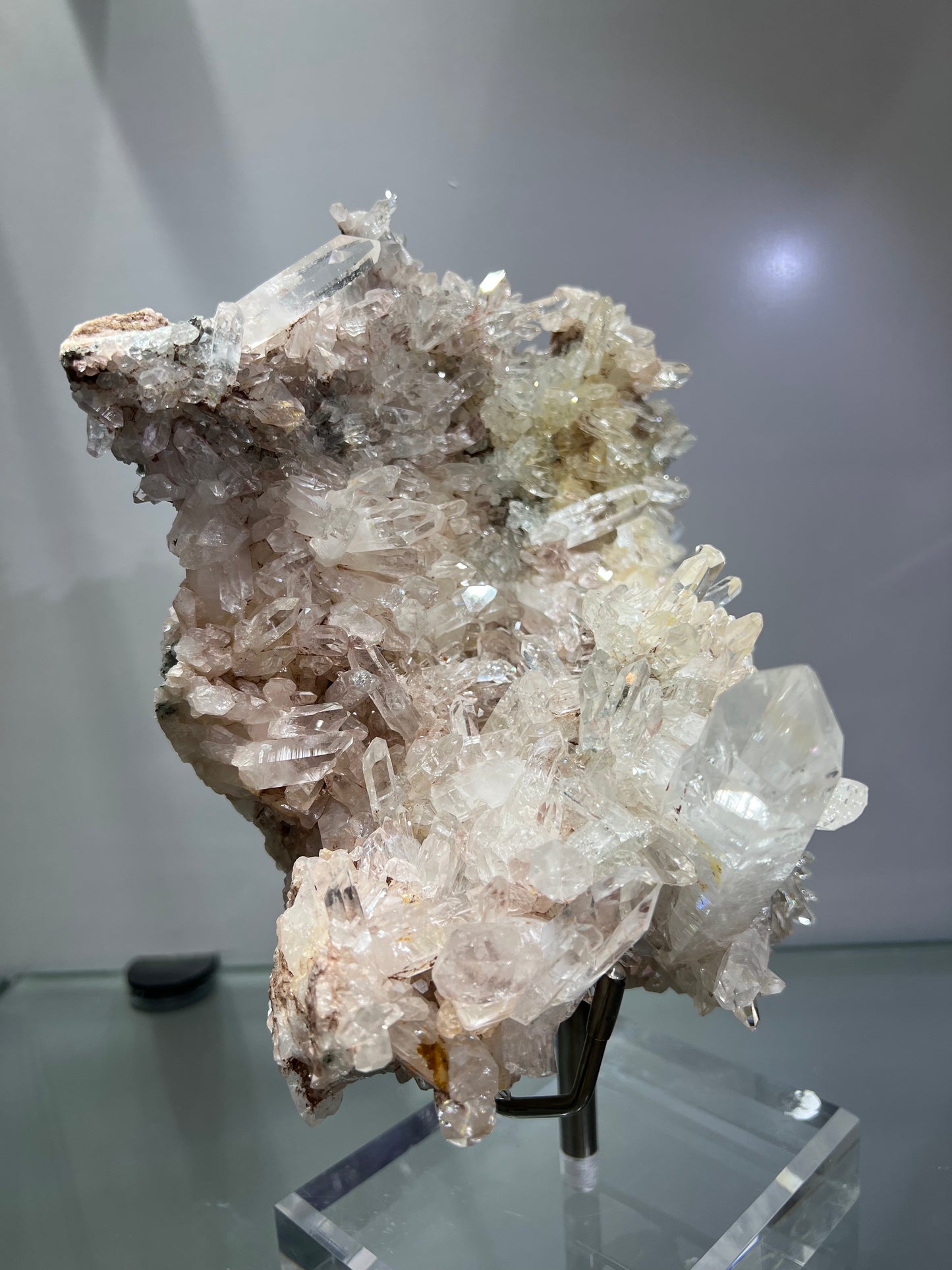 Pink lemuria quartz cluster