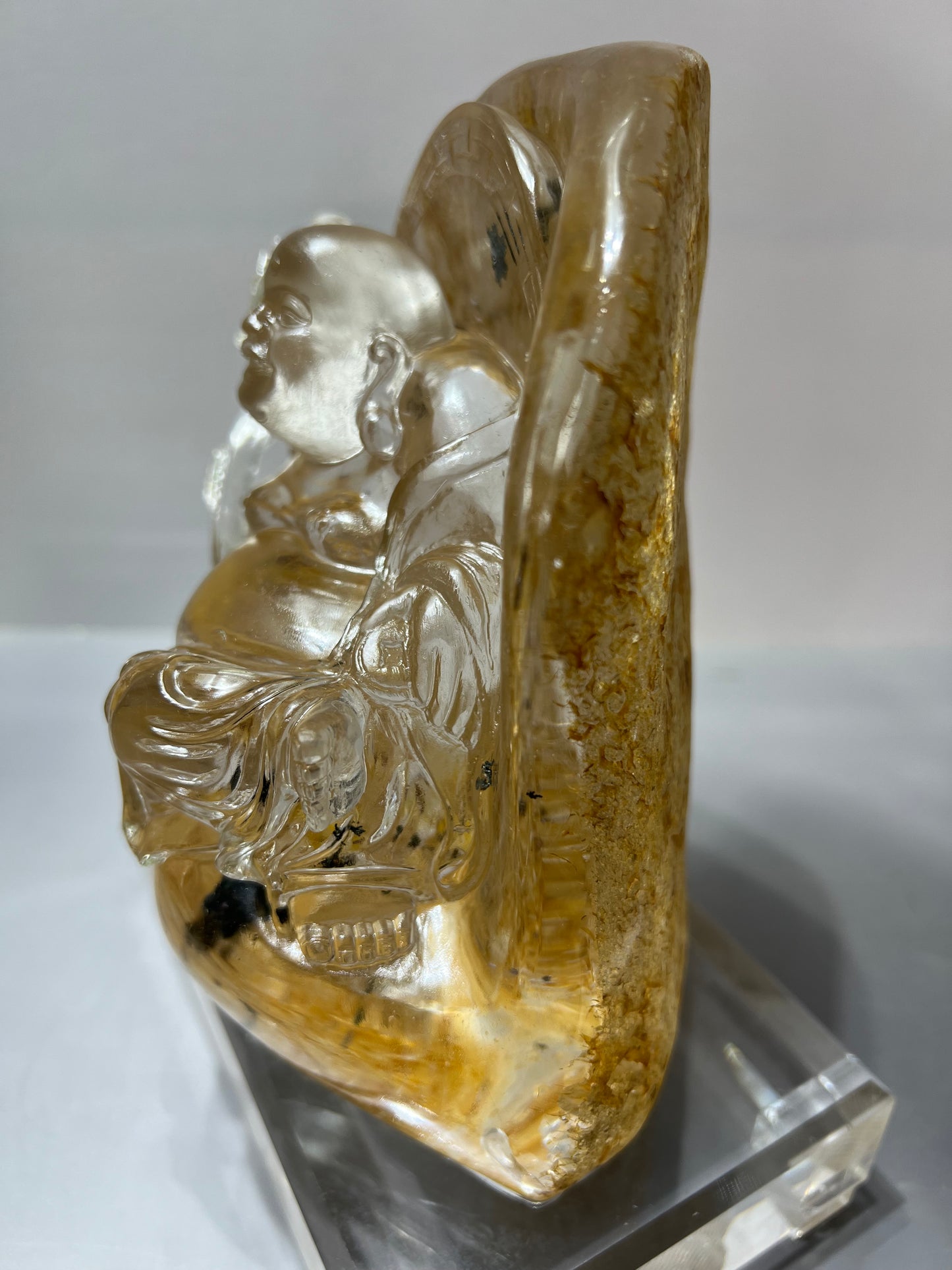 Rutilated golden healer crystal laughing Buddha