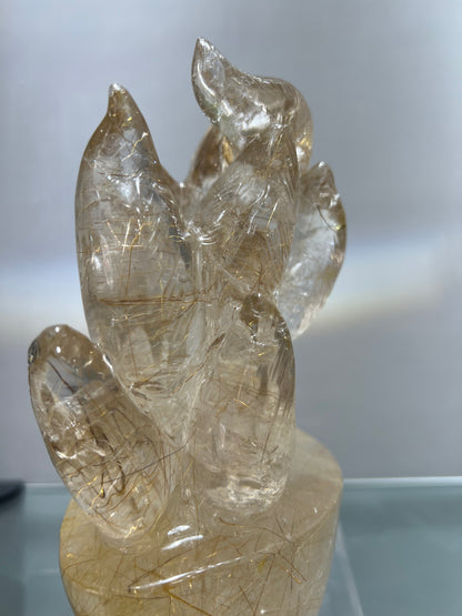 Rutile nine tail fox carving